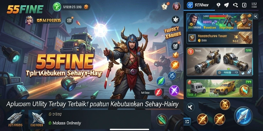 Tampilan layar utama aplikasi 55FIVE dengan berbagai fitur Utility.