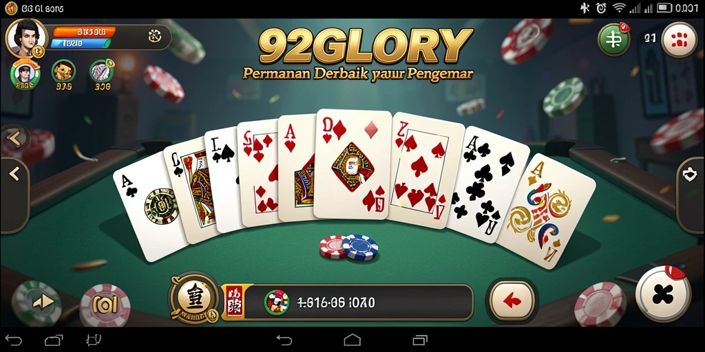 Screenshot 92GLORY menunjukkan gameplay Domino yang seru dan interaktif.