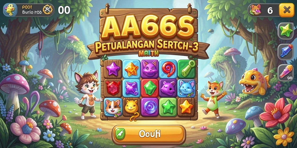 Screenshot AA666 menampilkan gameplay Match-3 yang seru dan penuh warna.