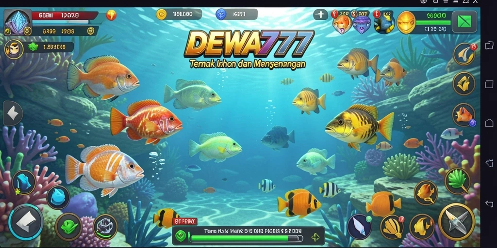 Screenshot gameplay DEWA777 yang menampilkan aksi menembak ikan.