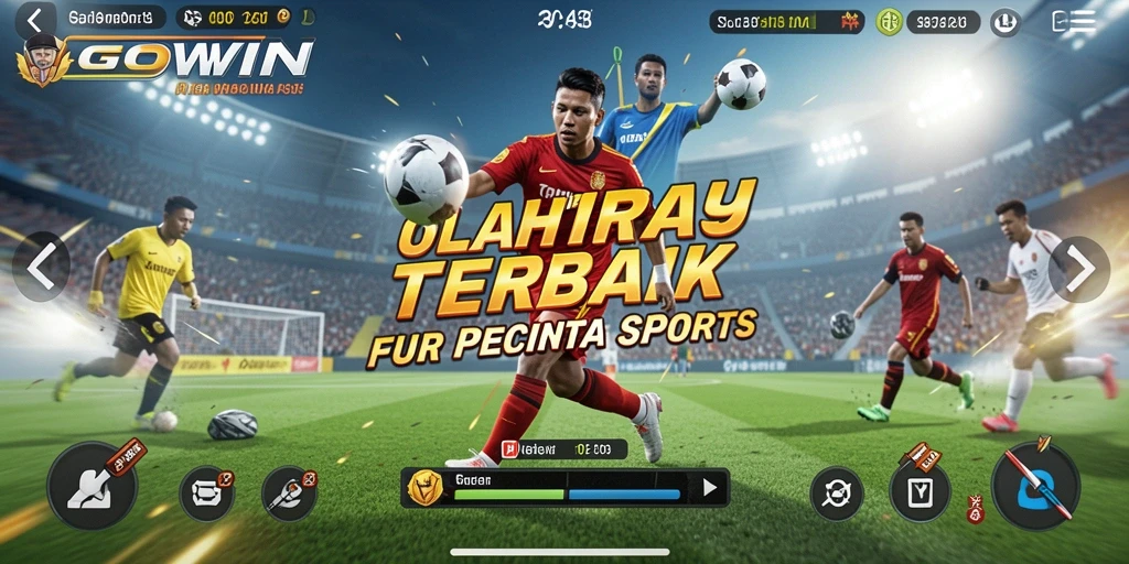 Tangkapan layar utama GOWIN menampilkan aksi seru dalam gameplay olahraga.