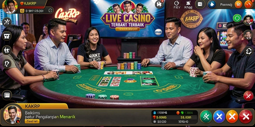 Tampilan gameplay Live Casino di KAKRP dengan dealer profesional.