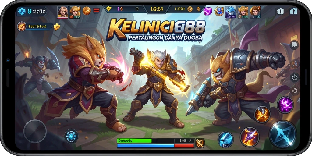 Screenshot KELINCI88 menunjukkan aksi intens dalam pertempuran MOBA.