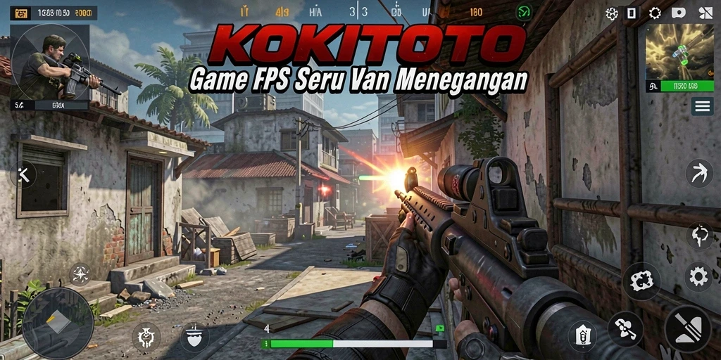 Screenshot gameplay KOKITOTO yang menampilkan pertempuran FPS yang intens.