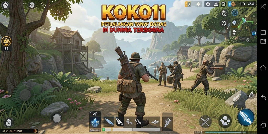 Screenshot gameplay KOKO11 yang menunjukkan dunia terbuka yang indah dan detail.