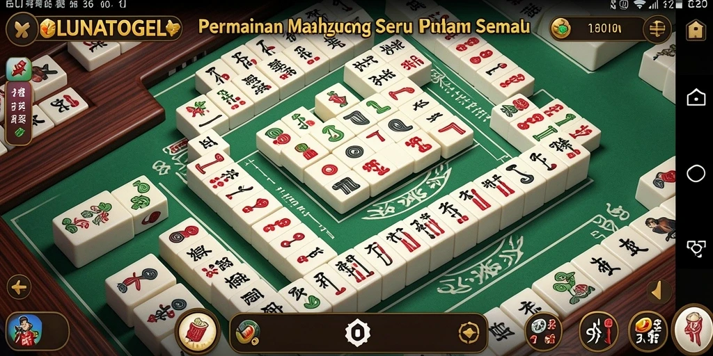 Screenshot LUNATOGEL menunjukkan gameplay Mahjong yang seru dan menantang.