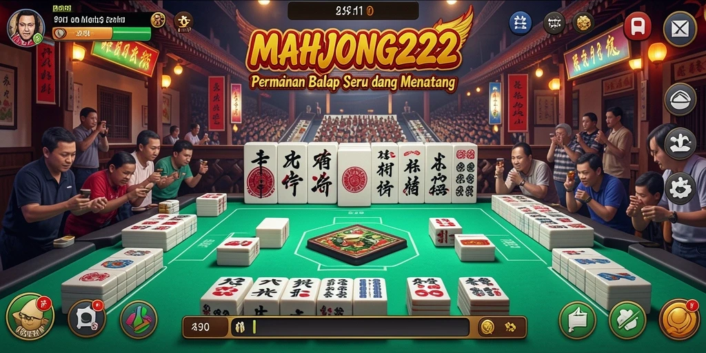 Screenshot MAHJONG222 menampilkan aksi balap yang intens dan kendaraan yang atraktif.