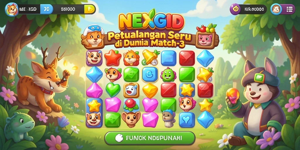 Tampilan gameplay seru NEXGID dalam pencocokan item.