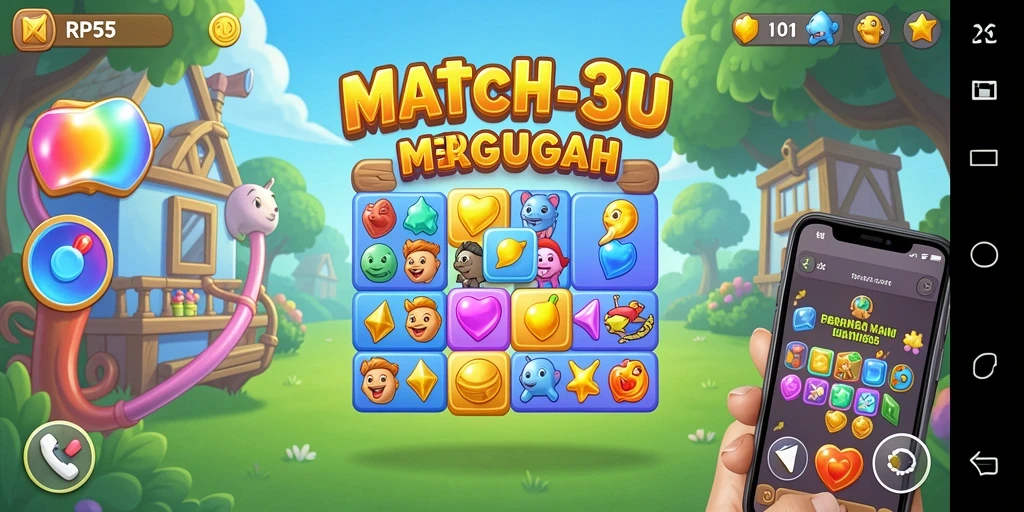 Screenshot gameplay RP55 menampilkan momen seru mencocokkan objek.