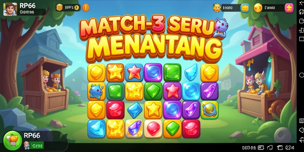 Tampilan gameplay RP66 yang menyenangkan dalam mencocokkan permata.