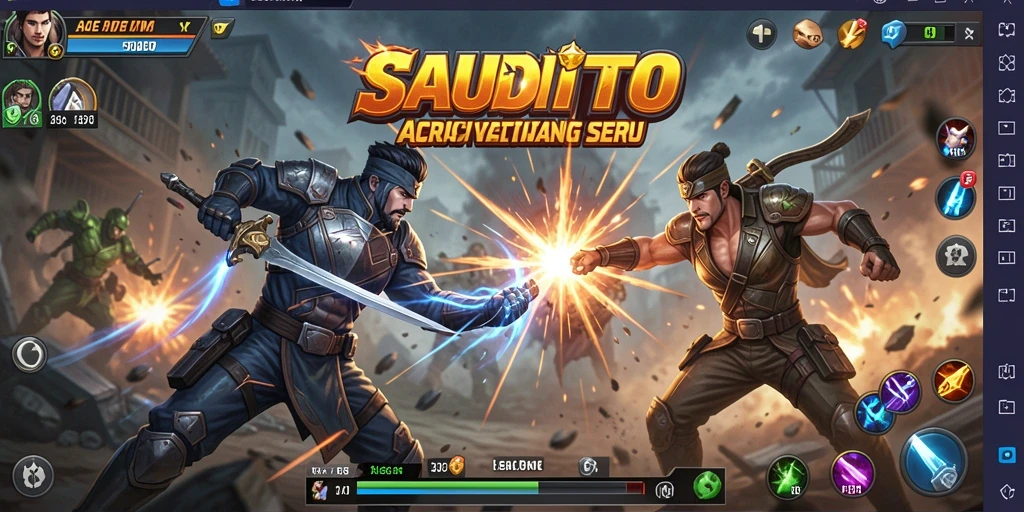 Tampilan seru gameplay SAUDITOTO dalam aksi pertarungan.