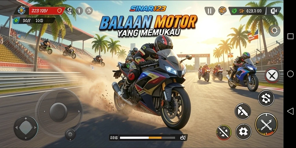 Gameplay seru di lintasan balapan motor SINAR123.