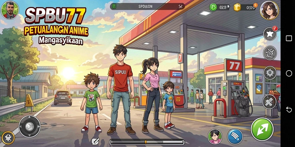 Tampilan menarik dari gameplay SPBU77 yang penuh aksi Anime.