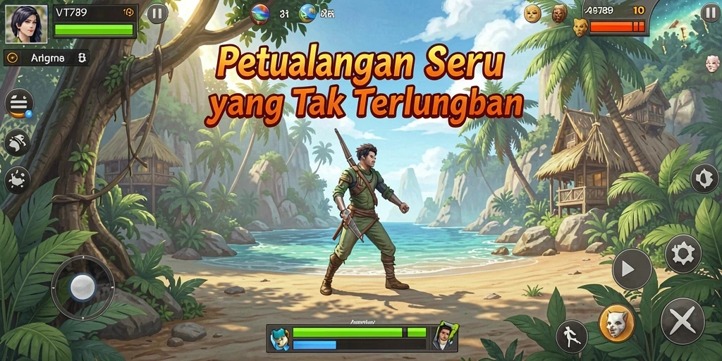 Tangkapan layar menunjukkan aksi seru dalam gameplay Adventure.