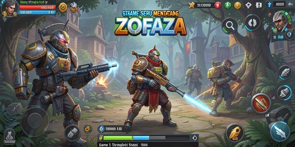 Tampilan gameplay ZOFAZA yang menampilkan pertempuran strategis yang seru.